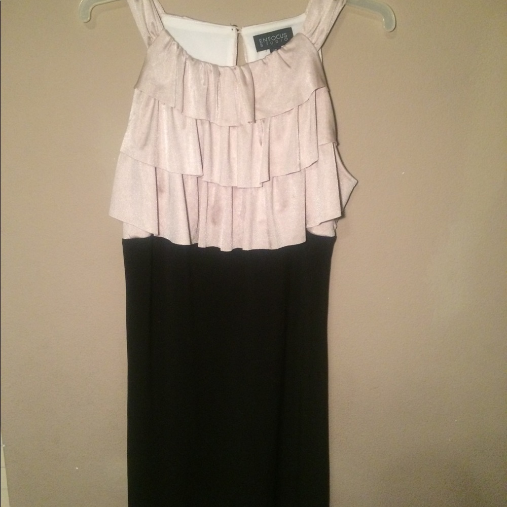 Beige and black formal dress
